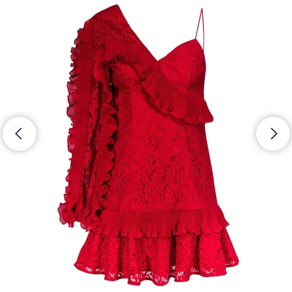 Timeless Asymmetric Sleeve Lace Mini dress